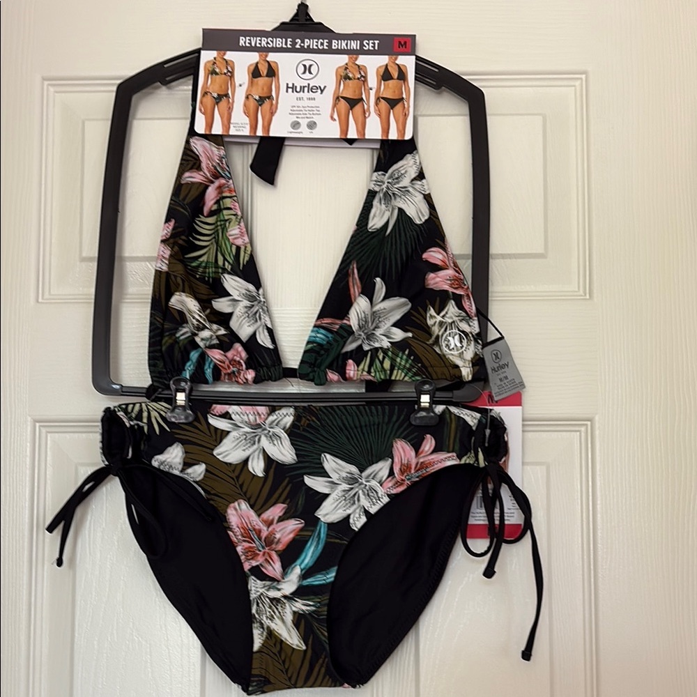 NWT Hurley Tropical Floral Reversible Bikini